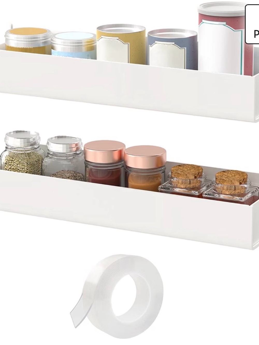 White Kitchen Spice Rack Organizer - White